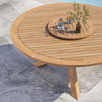 EEI-5745-NAT Wellspring 63" Outdoor Patio Teak Wood Dining Table by Modway