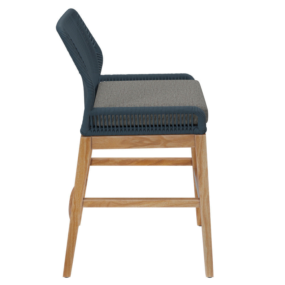 EEI-7126 Wellspring Outdoor Patio Teak and Rope Counter Stool by Modway