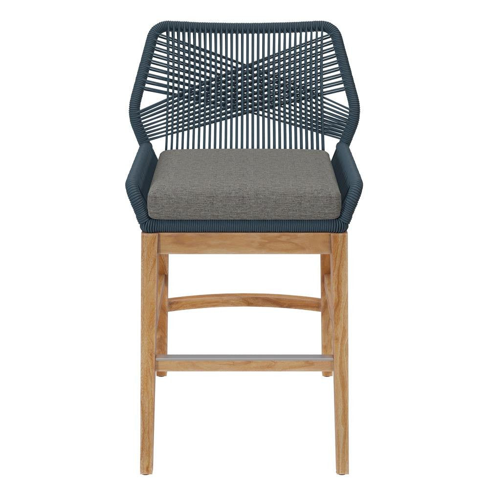 EEI-7126 Wellspring Outdoor Patio Teak and Rope Counter Stool by Modway