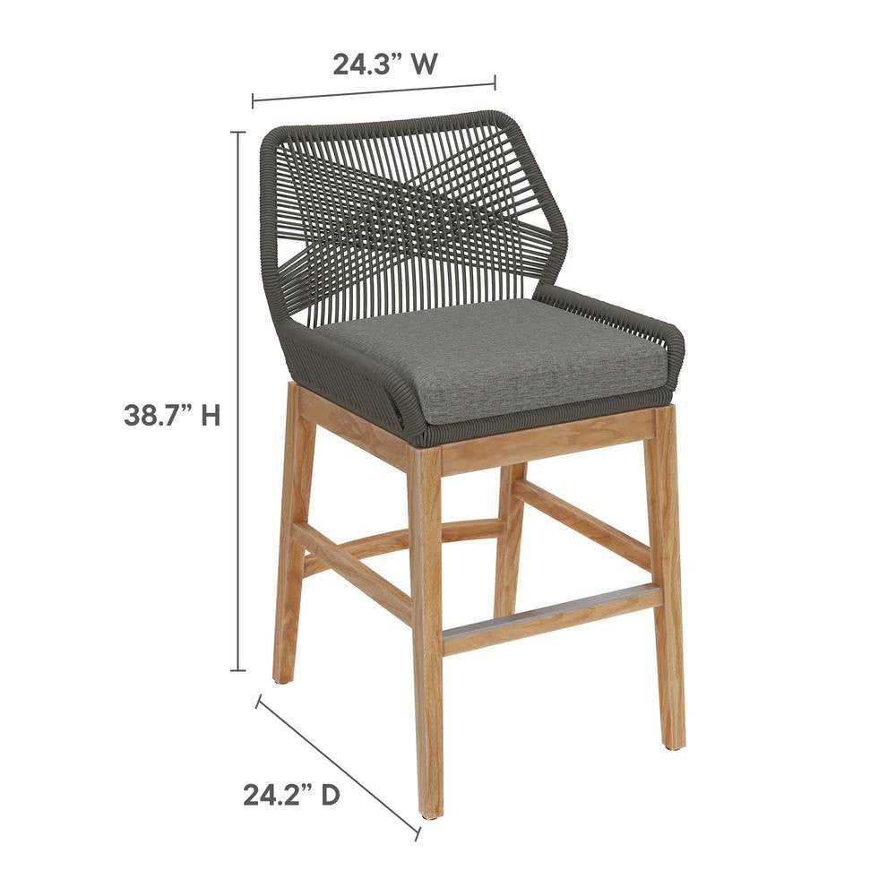 EEI-7126 Wellspring Outdoor Patio Teak and Rope Counter Stool by Modway