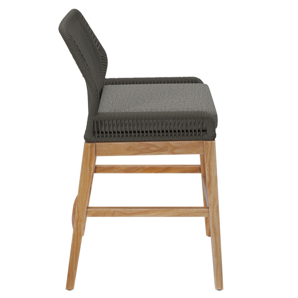 EEI-7126 Wellspring Outdoor Patio Teak and Rope Counter Stool by Modway