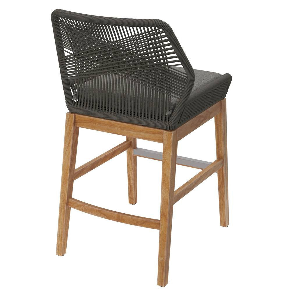 EEI-7126 Wellspring Outdoor Patio Teak and Rope Counter Stool by Modway