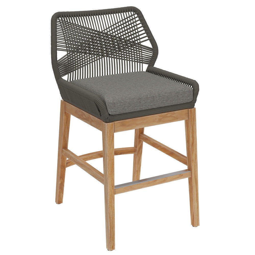 EEI-7126 Wellspring Outdoor Patio Teak and Rope Counter Stool by Modway