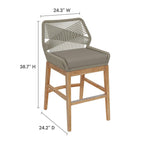 EEI-7126 Wellspring Outdoor Patio Teak and Rope Counter Stool by Modway