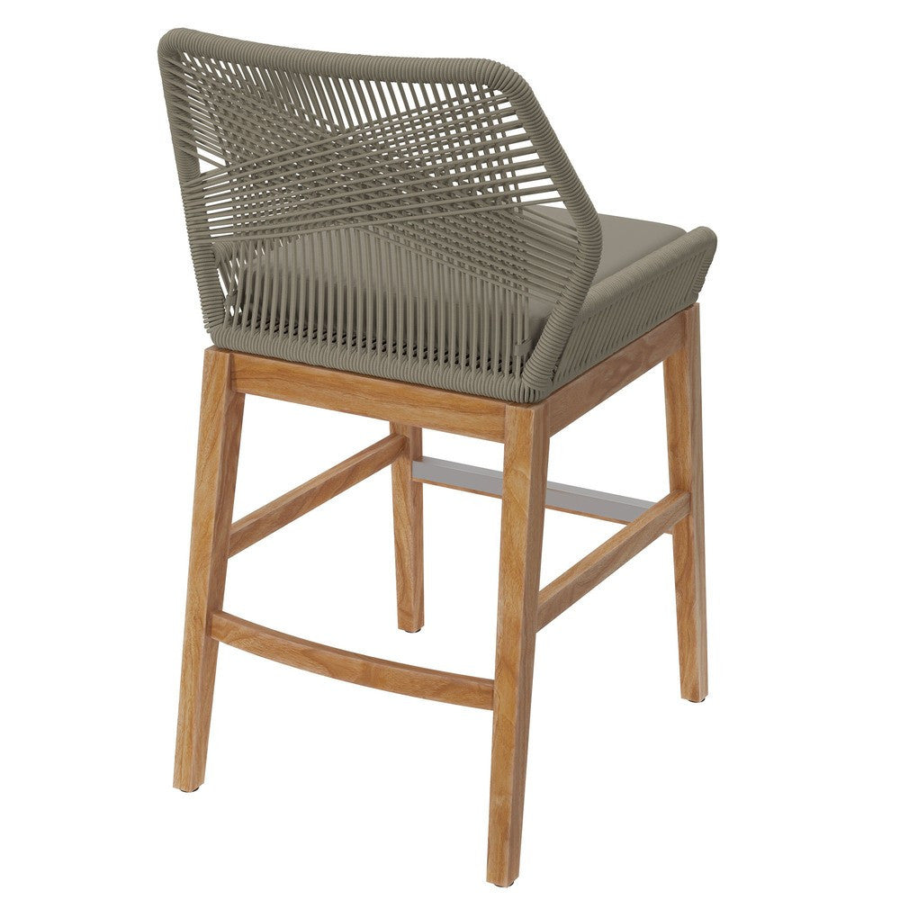 EEI-7126 Wellspring Outdoor Patio Teak and Rope Counter Stool by Modway