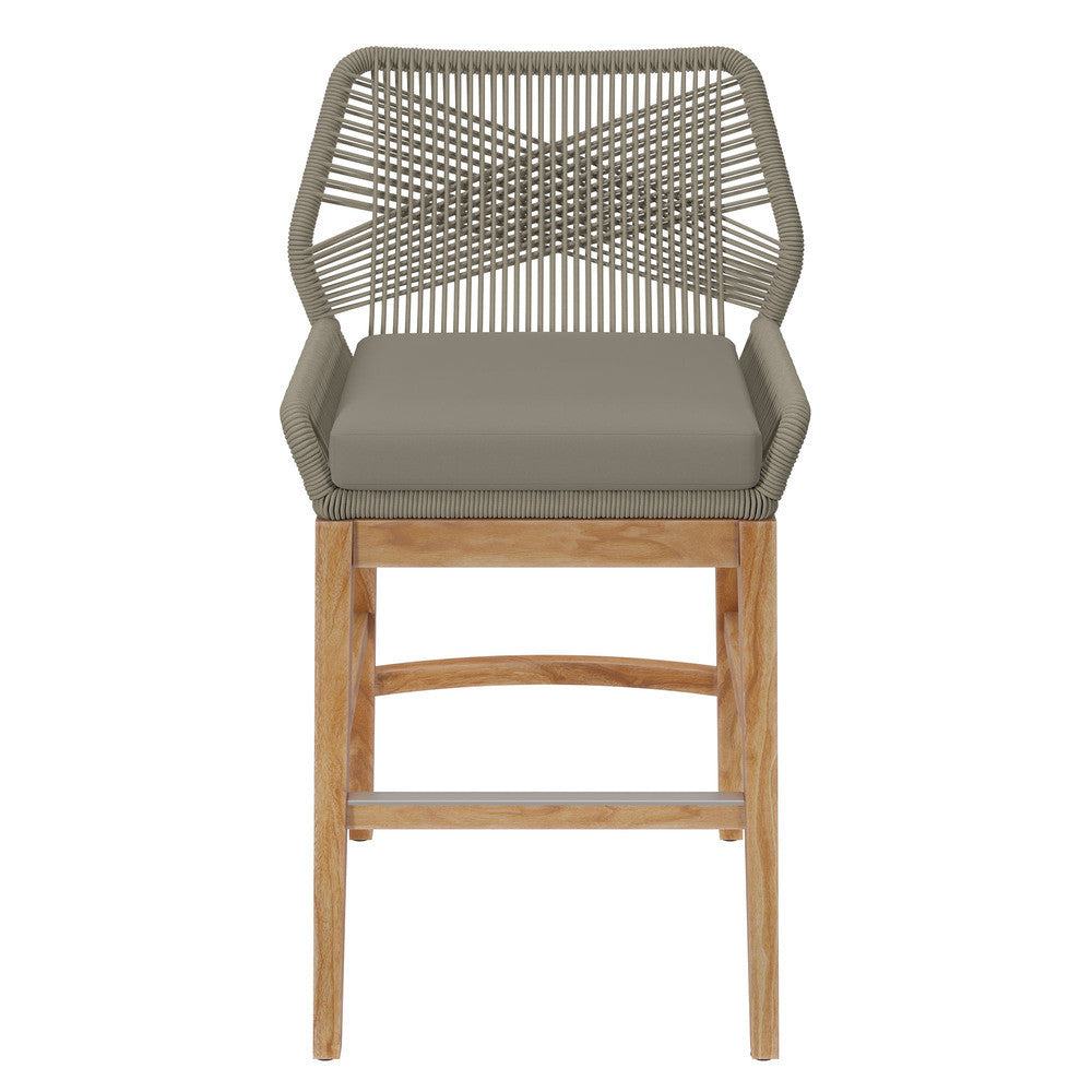 EEI-7126 Wellspring Outdoor Patio Teak and Rope Counter Stool by Modway