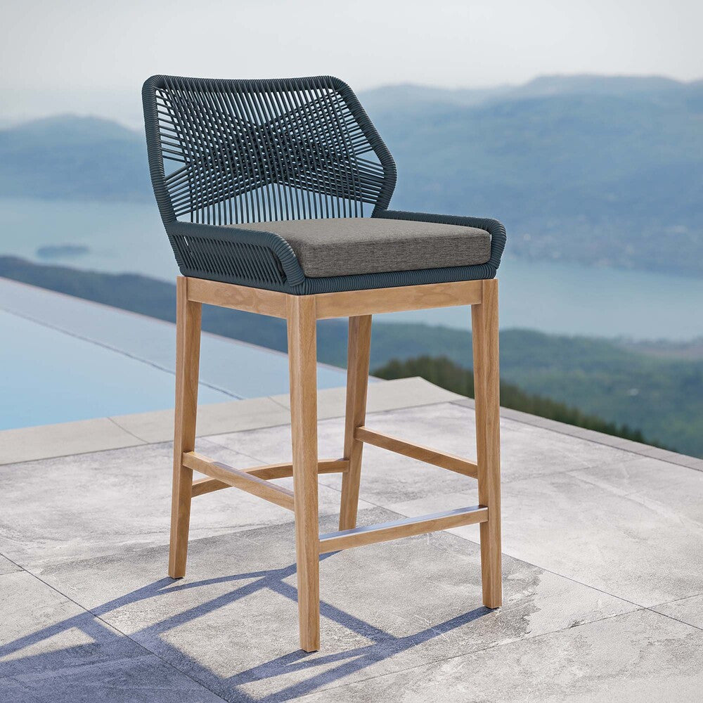 EEI-5746 Wellspring Outdoor Patio Teak Wood Bar Stool by Modway