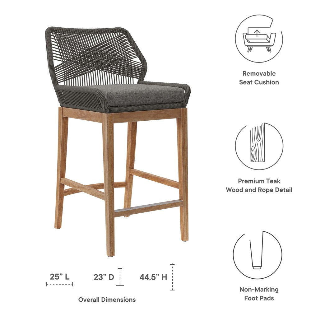 EEI-5746 Wellspring Outdoor Patio Teak Wood Bar Stool by Modway