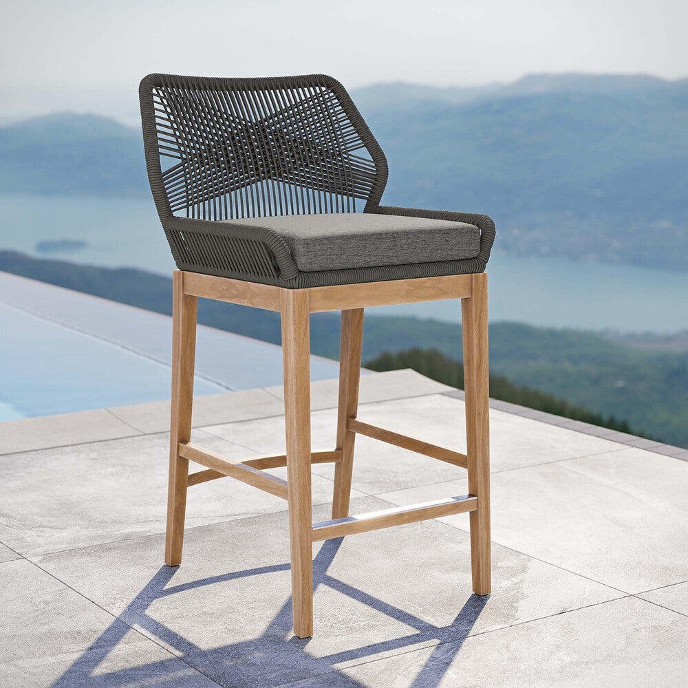 EEI-5746 Wellspring Outdoor Patio Teak Wood Bar Stool by Modway