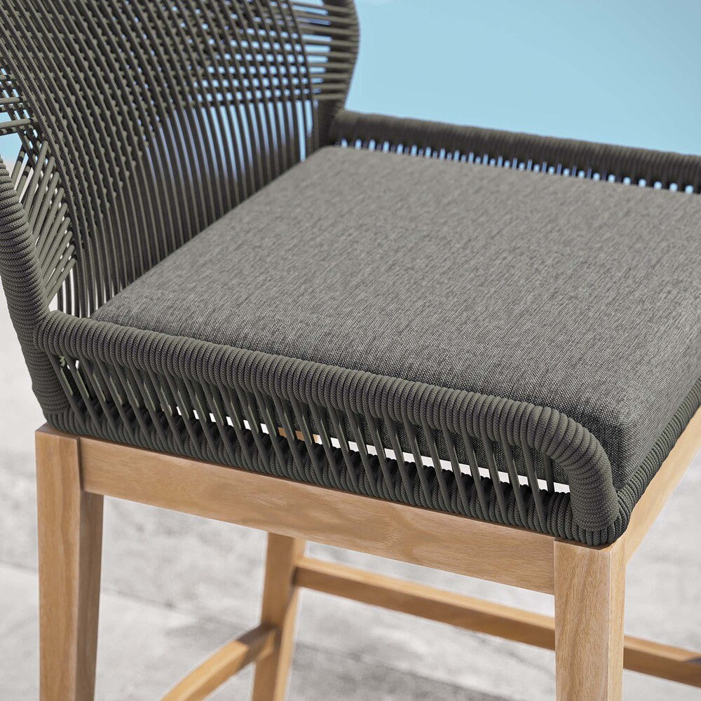 EEI-5746 Wellspring Outdoor Patio Teak Wood Bar Stool by Modway