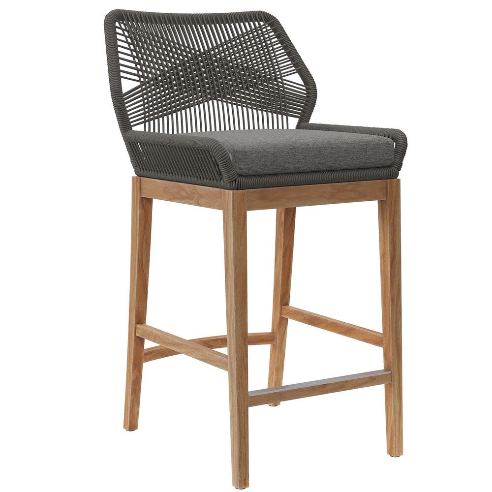 EEI-5746 Wellspring Outdoor Patio Teak Wood Bar Stool by Modway