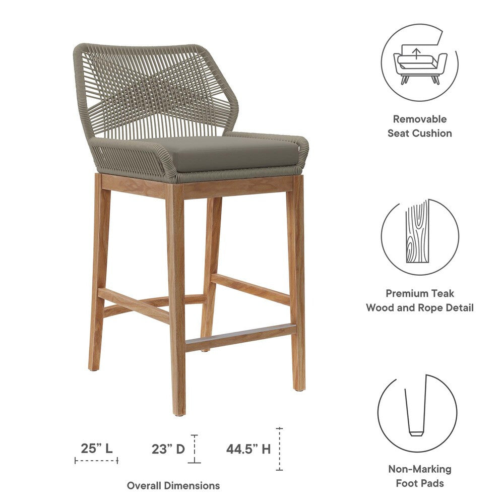 EEI-5746 Wellspring Outdoor Patio Teak Wood Bar Stool by Modway