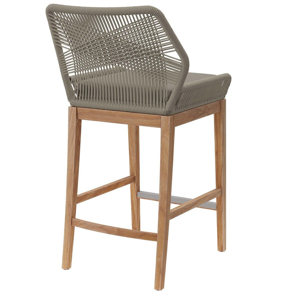 EEI-5746 Wellspring Outdoor Patio Teak Wood Bar Stool by Modway