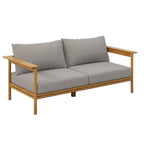 EEI-7066 Wren 2-Piece Outdoor Patio Teak Wood Sofa and Ottoman Set by Modway
