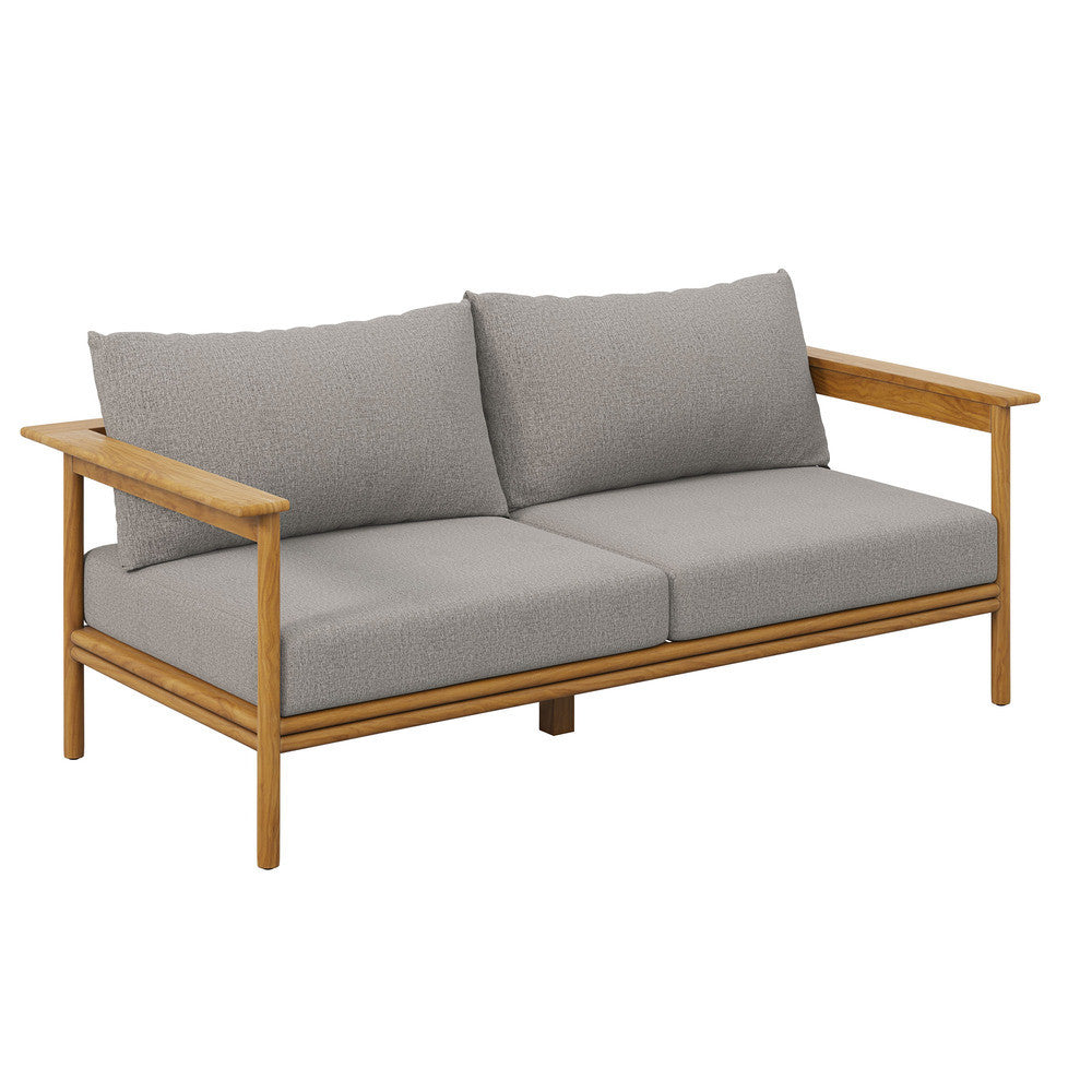 EEI-7066 Wren 2-Piece Outdoor Patio Teak Wood Sofa and Ottoman Set by Modway