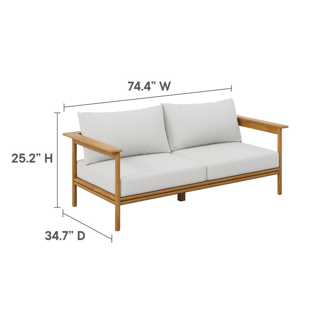 EEI-7066 Wren 2-Piece Outdoor Patio Teak Wood Sofa and Ottoman Set by Modway