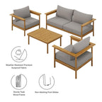 EEI-7065 Wren 4-Piece Outdoor Patio Teak Wood Furniture Set by Modway