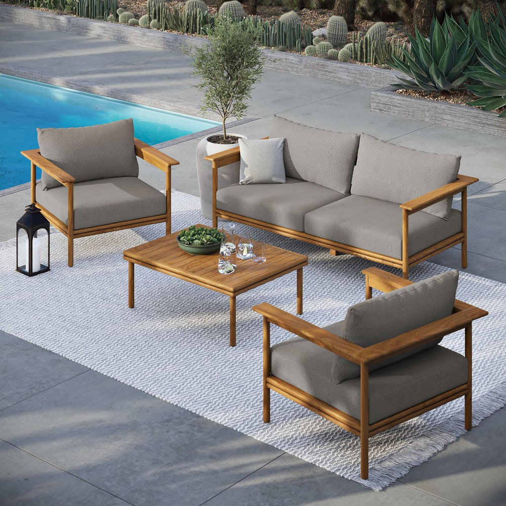 EEI-7065 Wren 4-Piece Outdoor Patio Teak Wood Furniture Set by Modway