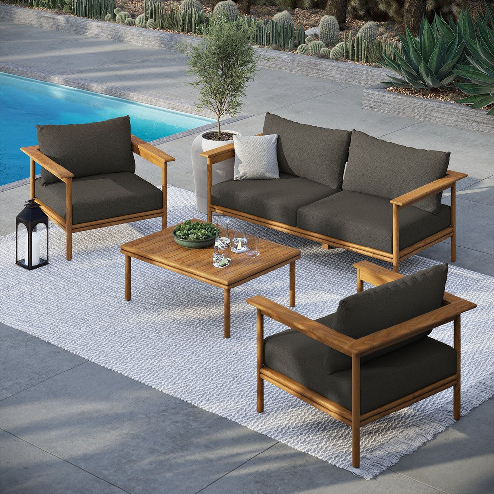 EEI-7065 Wren 4-Piece Outdoor Patio Teak Wood Furniture Set by Modway
