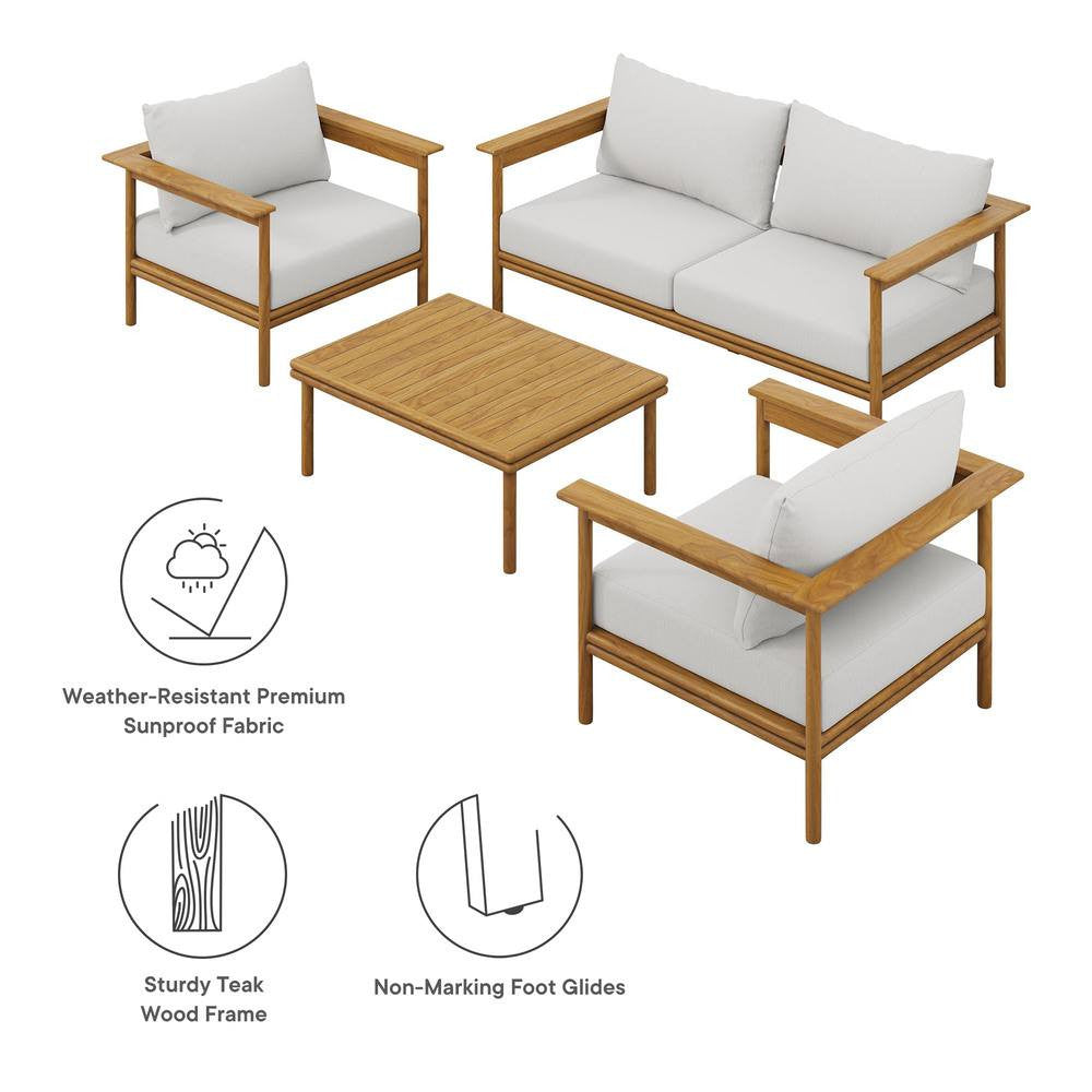 EEI-7065 Wren 4-Piece Outdoor Patio Teak Wood Furniture Set by Modway