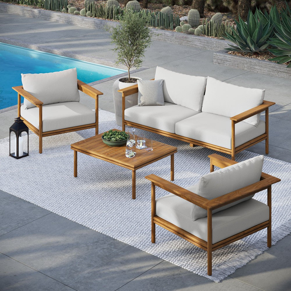 EEI-7065 Wren 4-Piece Outdoor Patio Teak Wood Furniture Set by Modway