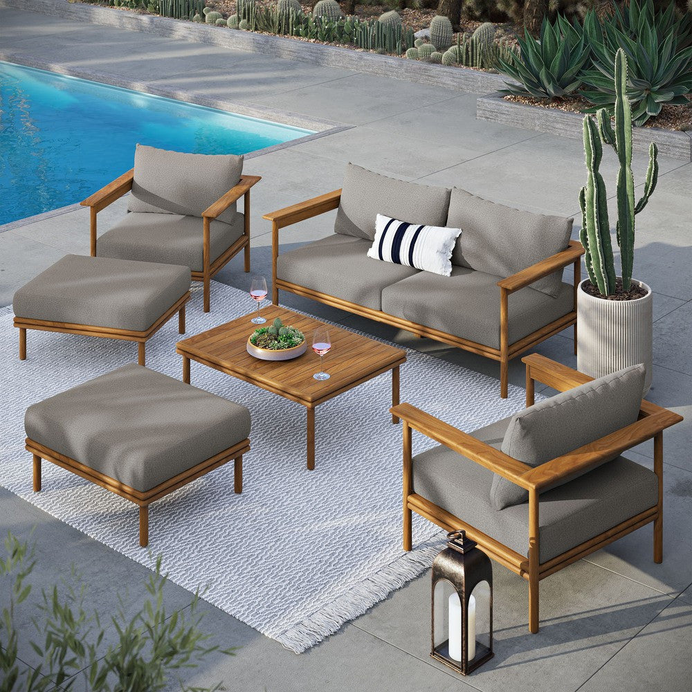 EEI-7069 Wren 6-Piece Outdoor Patio Teak Wood Furniture Set by Modway