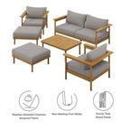 EEI-7069 Wren 6-Piece Outdoor Patio Teak Wood Furniture Set by Modway