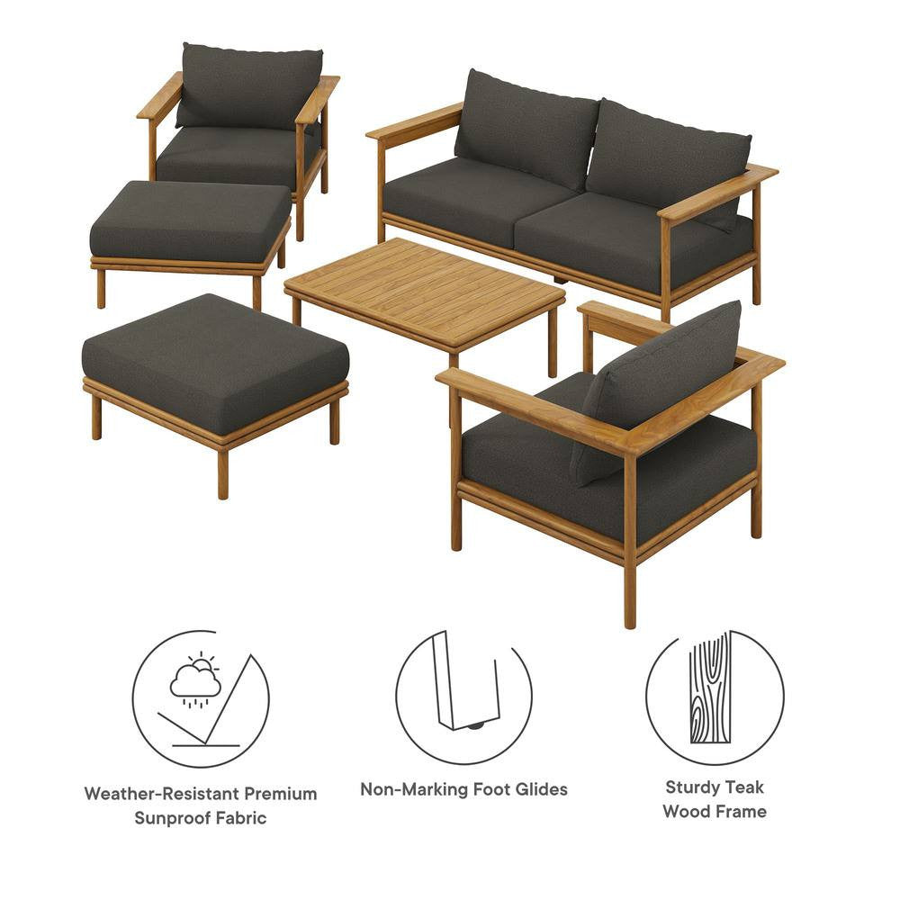 EEI-7069 Wren 6-Piece Outdoor Patio Teak Wood Furniture Set by Modway