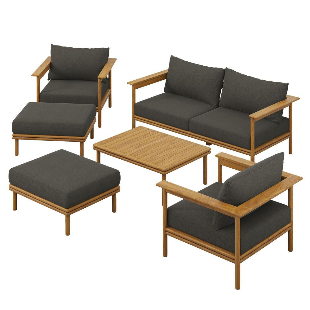 EEI-7069 Wren 6-Piece Outdoor Patio Teak Wood Furniture Set by Modway