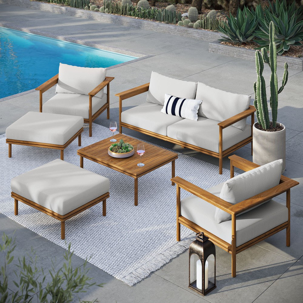 EEI-7069 Wren 6-Piece Outdoor Patio Teak Wood Furniture Set by Modway