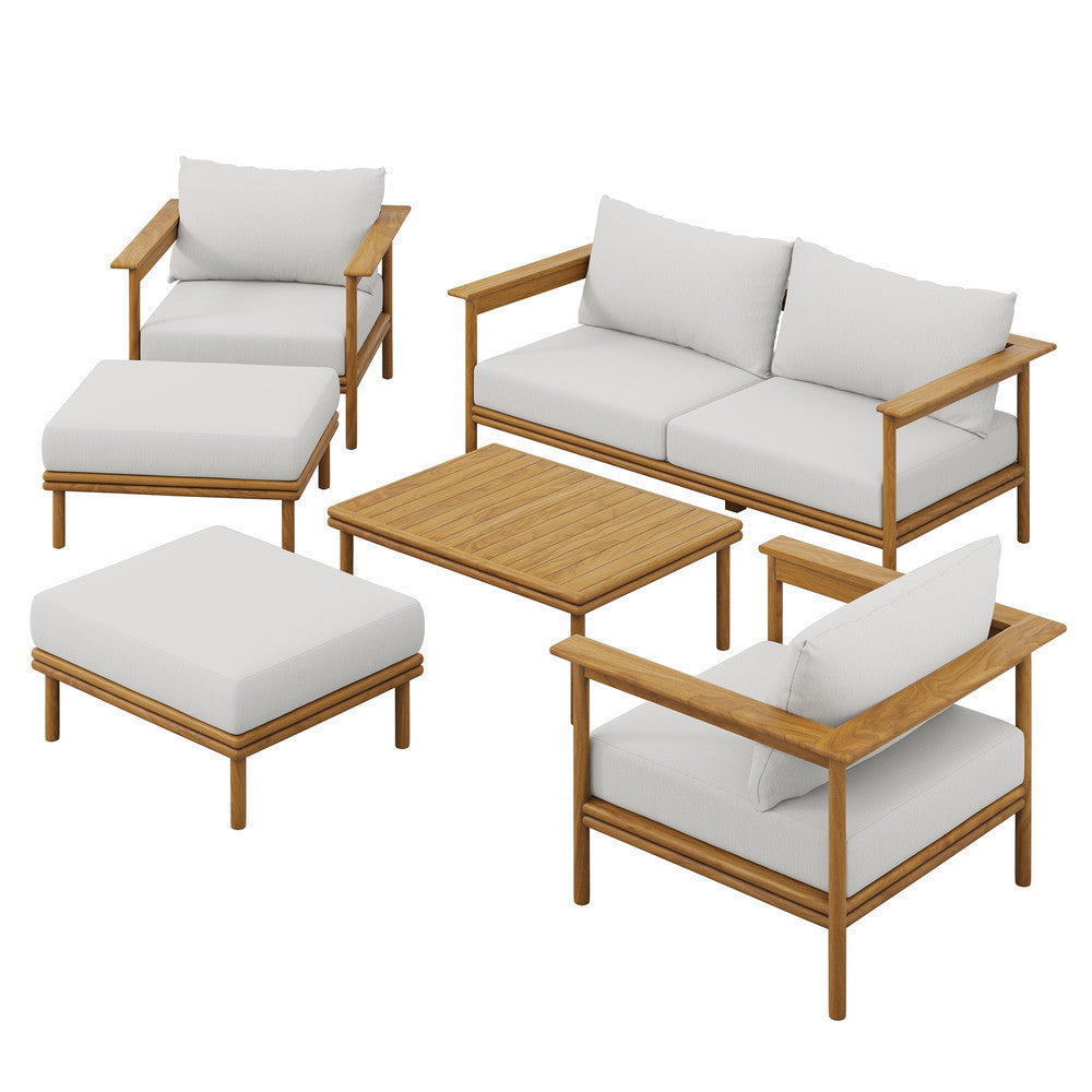 EEI-7069 Wren 6-Piece Outdoor Patio Teak Wood Furniture Set by Modway