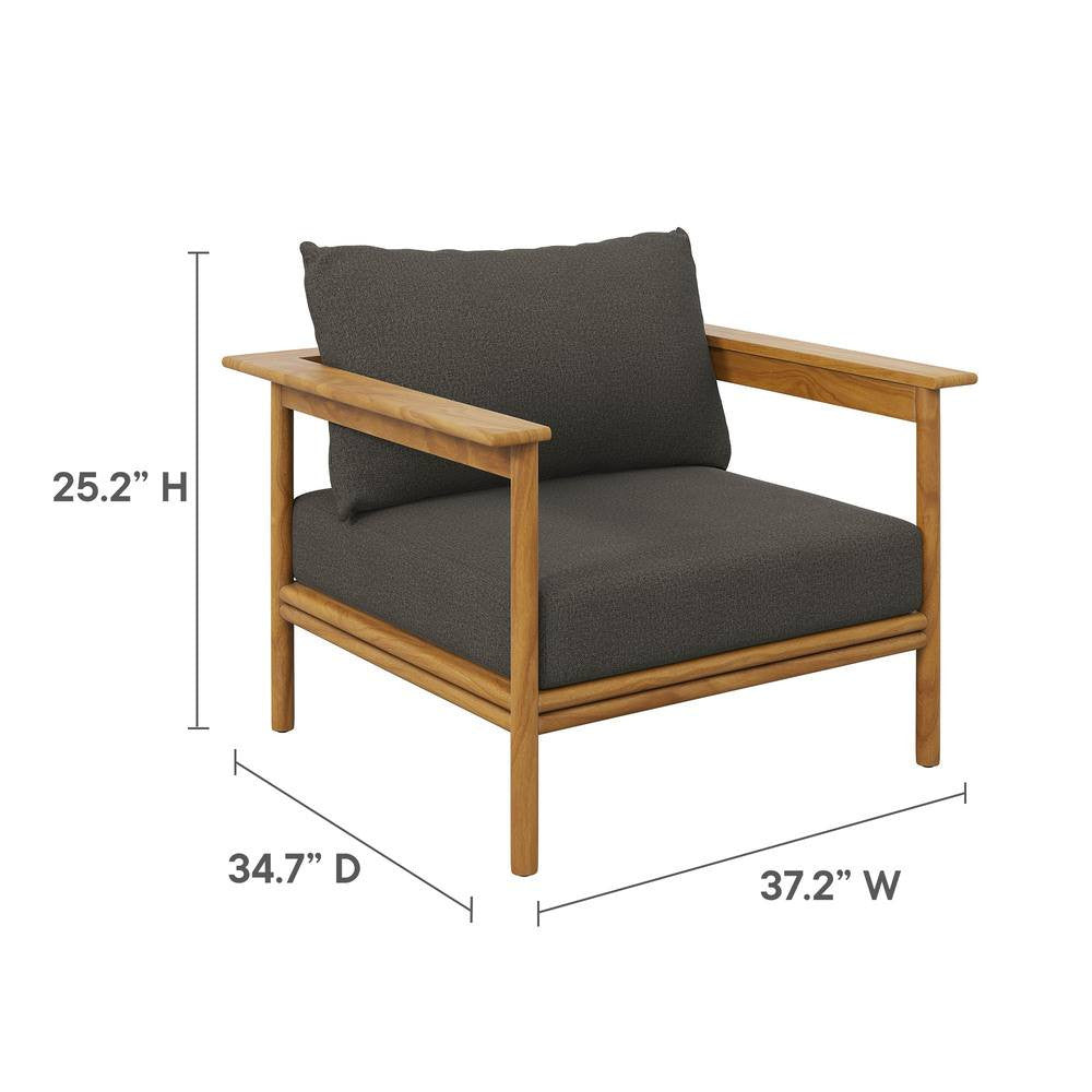 EEI-7067 Wren Outdoor Patio Teak Wood Armchair and Ottoman Set by Modway