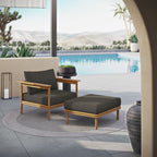 EEI-7067 Wren Outdoor Patio Teak Wood Armchair and Ottoman Set by Modway