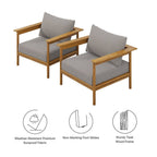EEI-7068 Wren Outdoor Patio Teak Wood Armchair Set of 2 by Modway
