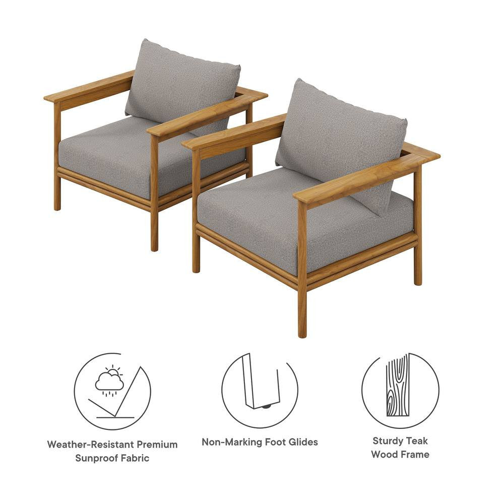 EEI-7068 Wren Outdoor Patio Teak Wood Armchair Set of 2 by Modway