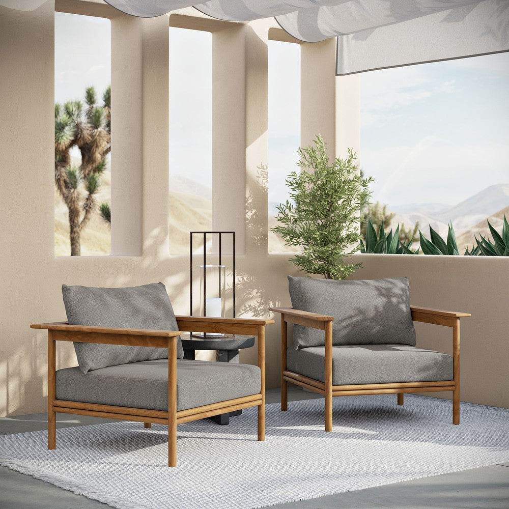 EEI-7068 Wren Outdoor Patio Teak Wood Armchair Set of 2 by Modway