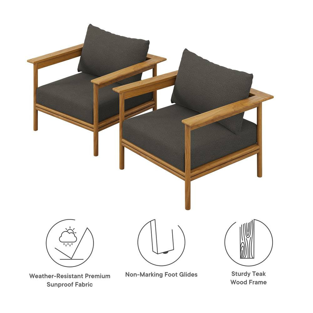 EEI-7068 Wren Outdoor Patio Teak Wood Armchair Set of 2 by Modway