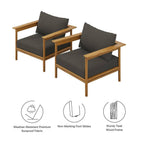 EEI-7068 Wren Outdoor Patio Teak Wood Armchair Set of 2 by Modway