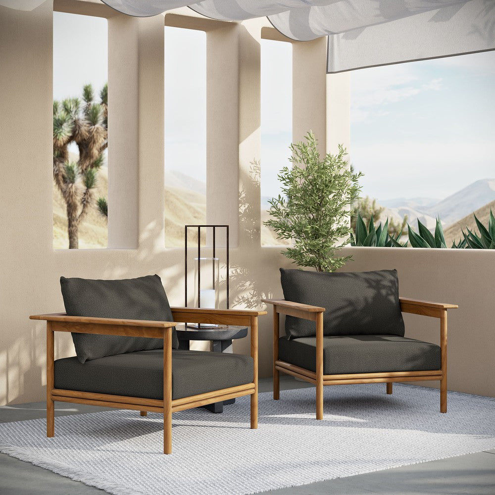 EEI-7068 Wren Outdoor Patio Teak Wood Armchair Set of 2 by Modway