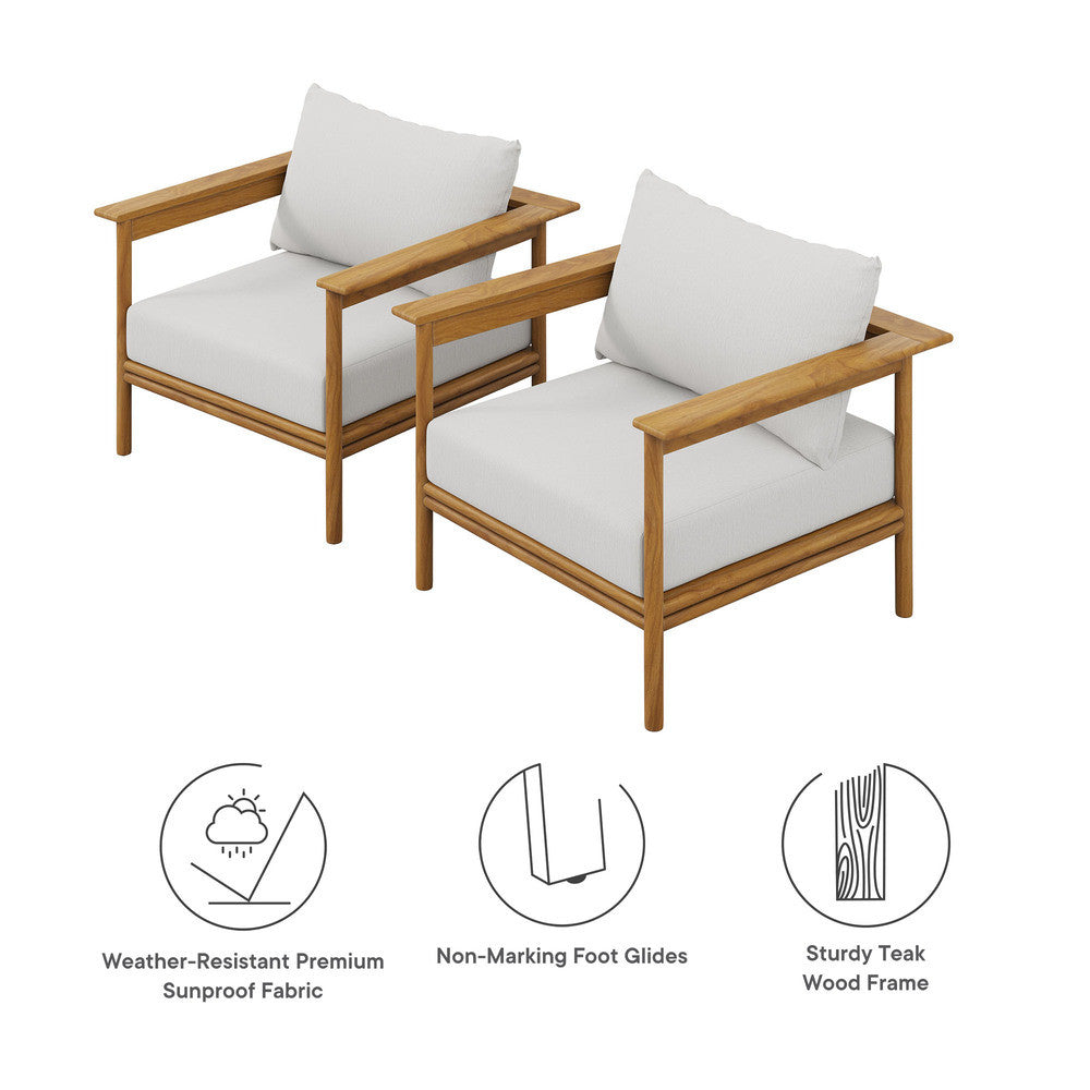 EEI-7068 Wren Outdoor Patio Teak Wood Armchair Set of 2 by Modway