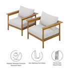 EEI-7068 Wren Outdoor Patio Teak Wood Armchair Set of 2 by Modway