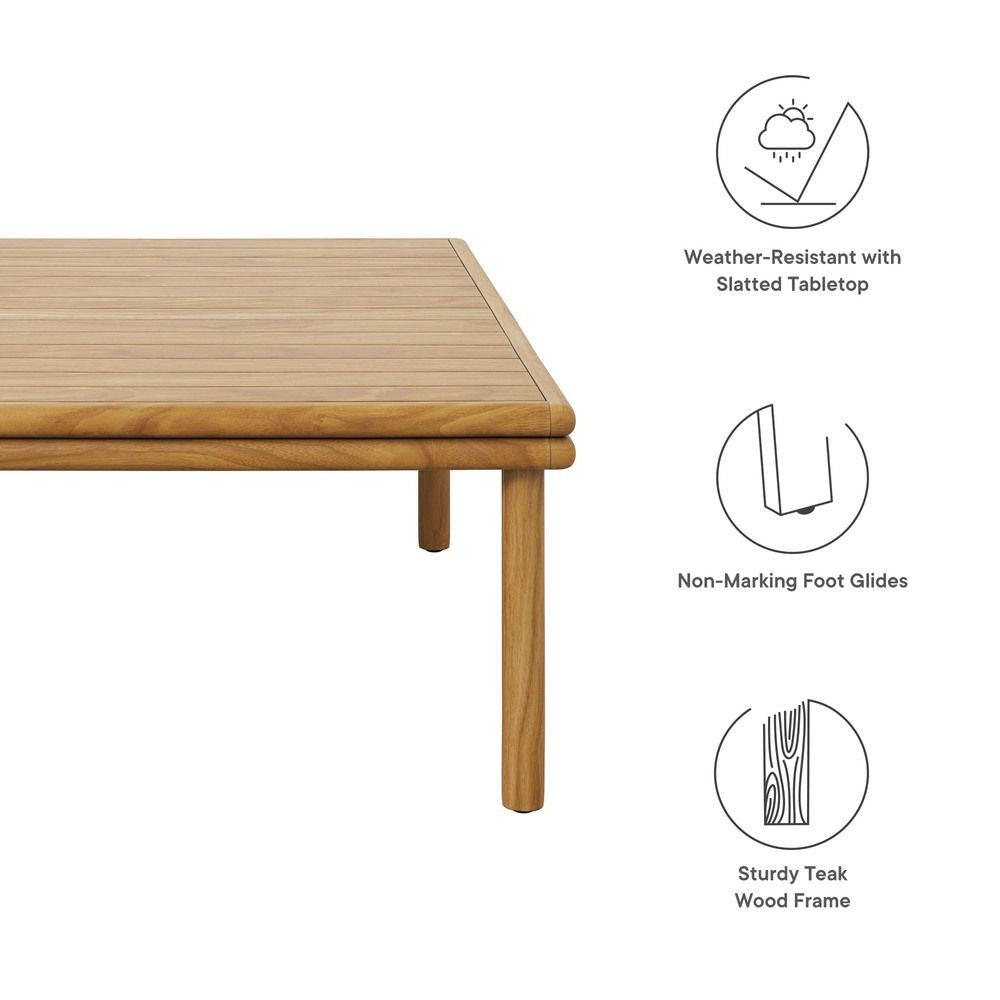 EEI-7010-NAT Wren Outdoor Patio Teak Wood Coffee Table by Modway
