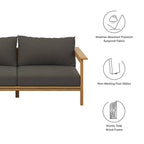 EEI-7008 Wren Outdoor Patio Teak Wood Sofa by Modway