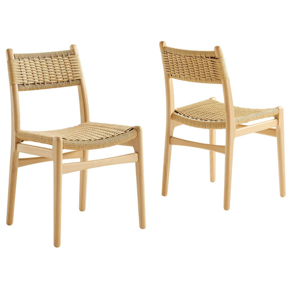 EEI-7044 Wynn Rope and Wood Dining Side Chairs Set of 2 by Modway