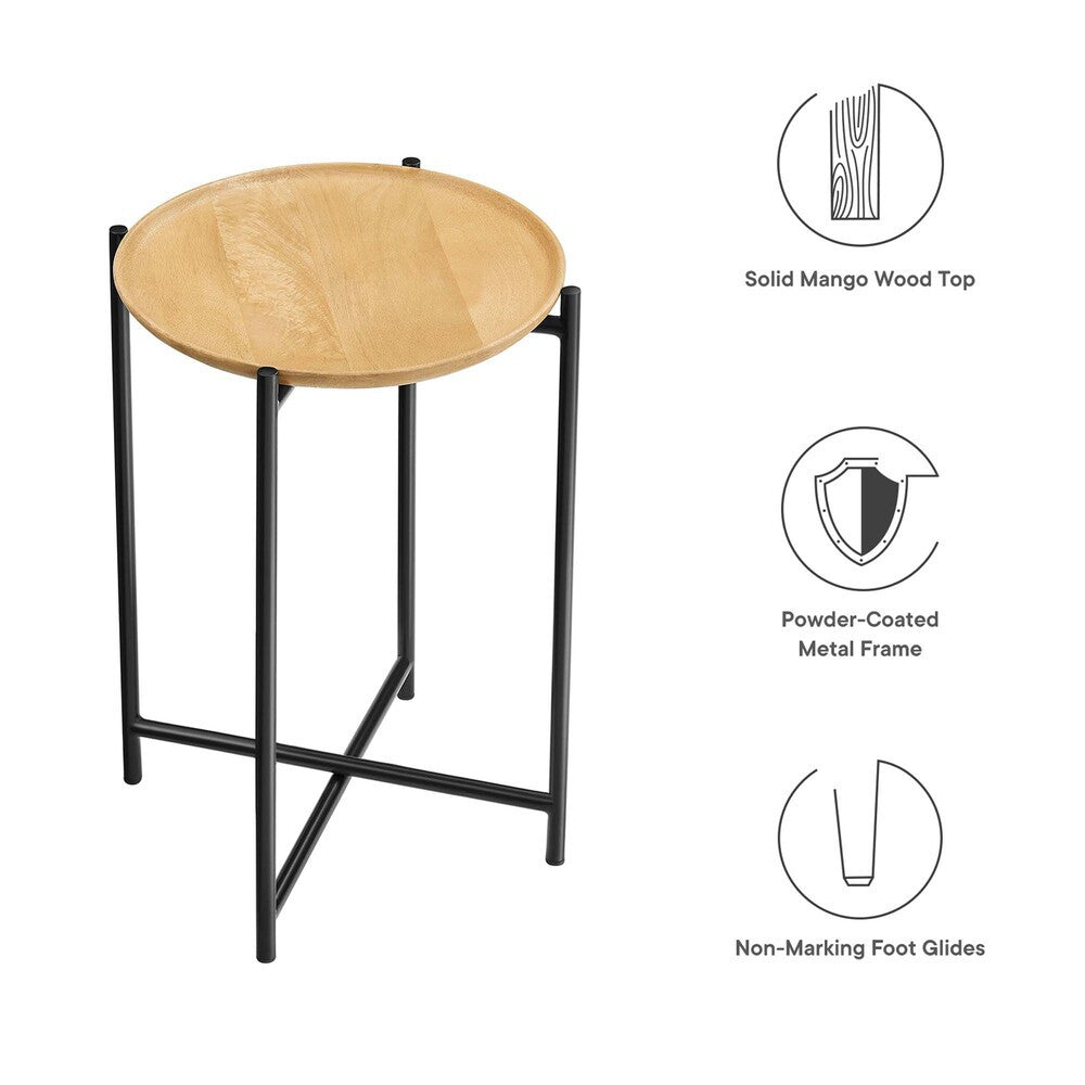 EEI-6832-OAK Xilo Round Wood and Metal Side Table by Modway
