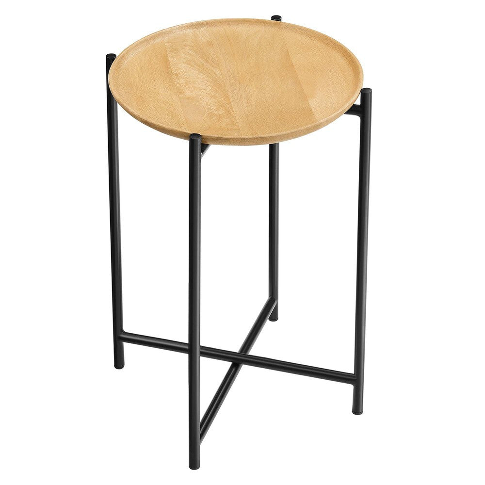 EEI-6832-OAK Xilo Round Wood and Metal Side Table by Modway