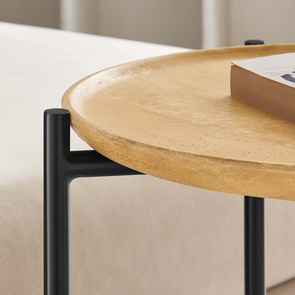 EEI-6832-OAK Xilo Round Wood and Metal Side Table by Modway