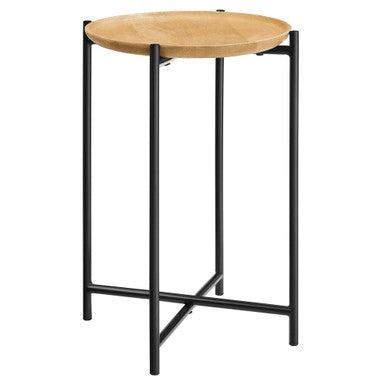 Modway EEI-6832-OAK Xilo Round Wood and Metal Side Table Oak