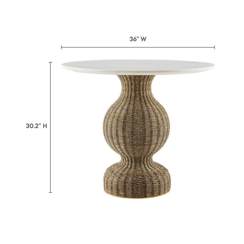 Modway Zale 36" Marble and Seagrass Dining Table by Modway-EEI-7195-WHI-NAT