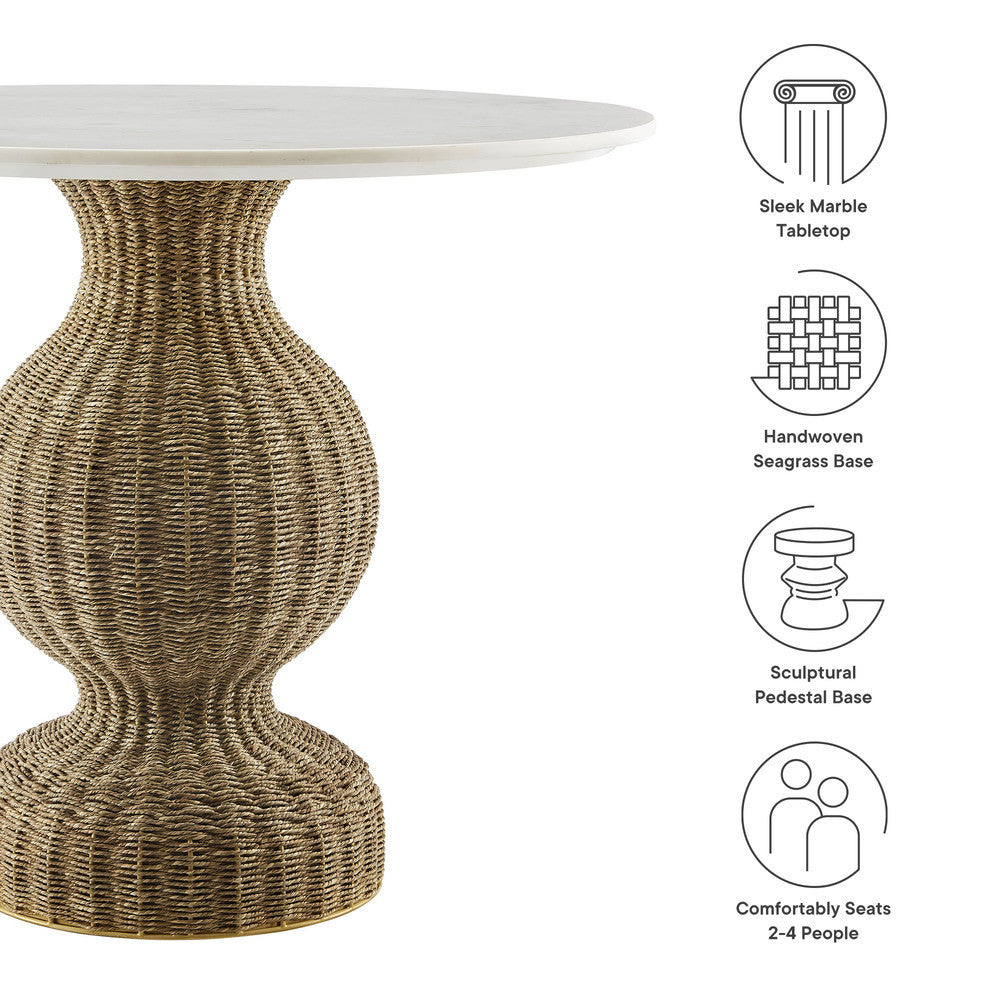 Modway Zale 36" Marble and Seagrass Dining Table by Modway-EEI-7195-WHI-NAT